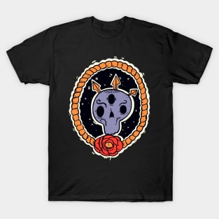 Halloween Purple Calavera Rose Skull T-Shirt